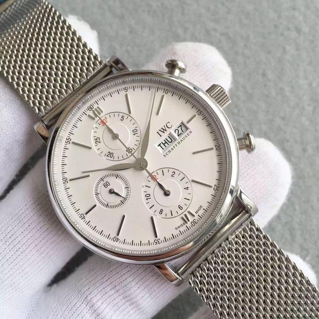 IWC Portofino Kronograf Beyaz Çelik Replika