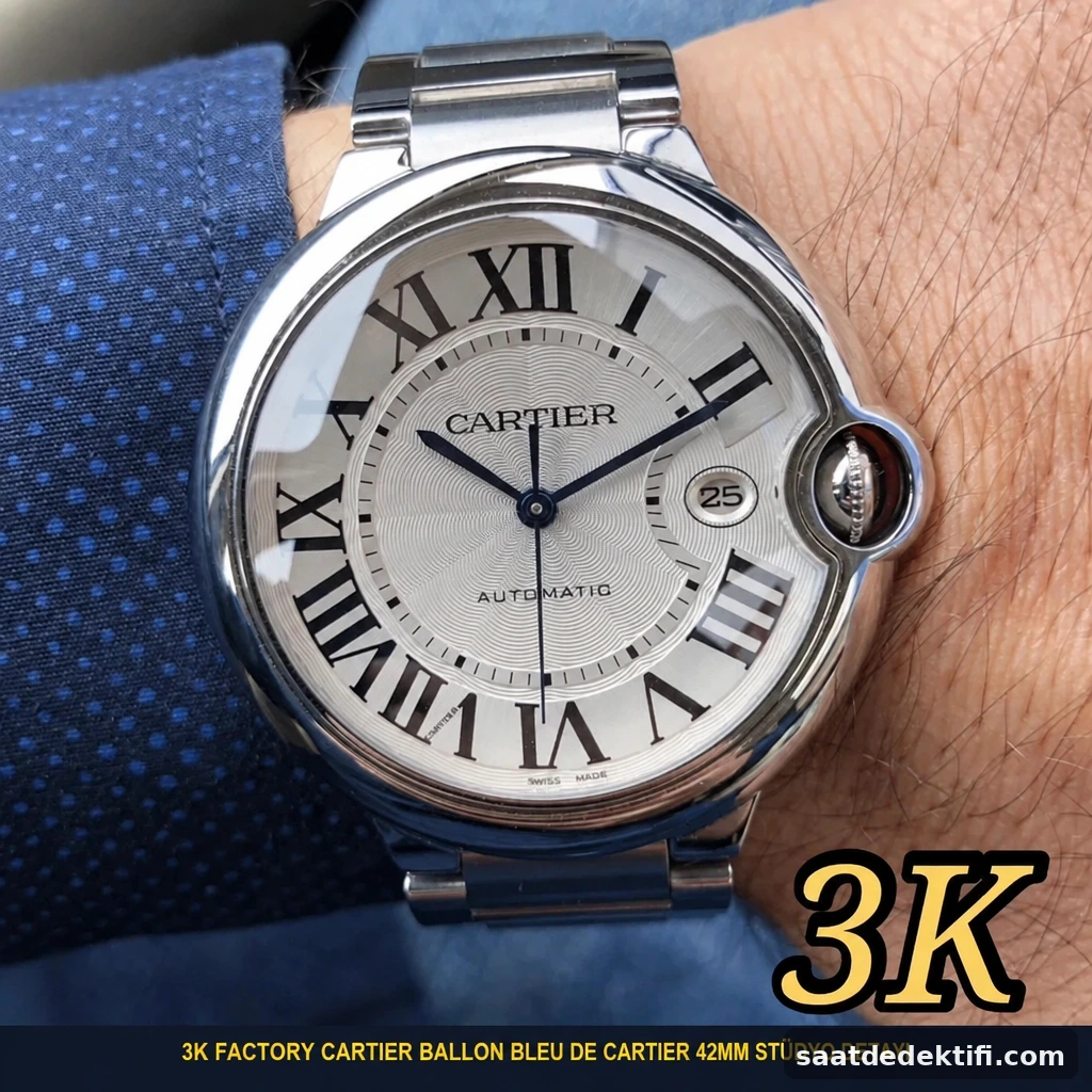 3K Factory Cartier Ballon Bleu 42mm stüdyo detay çekimi