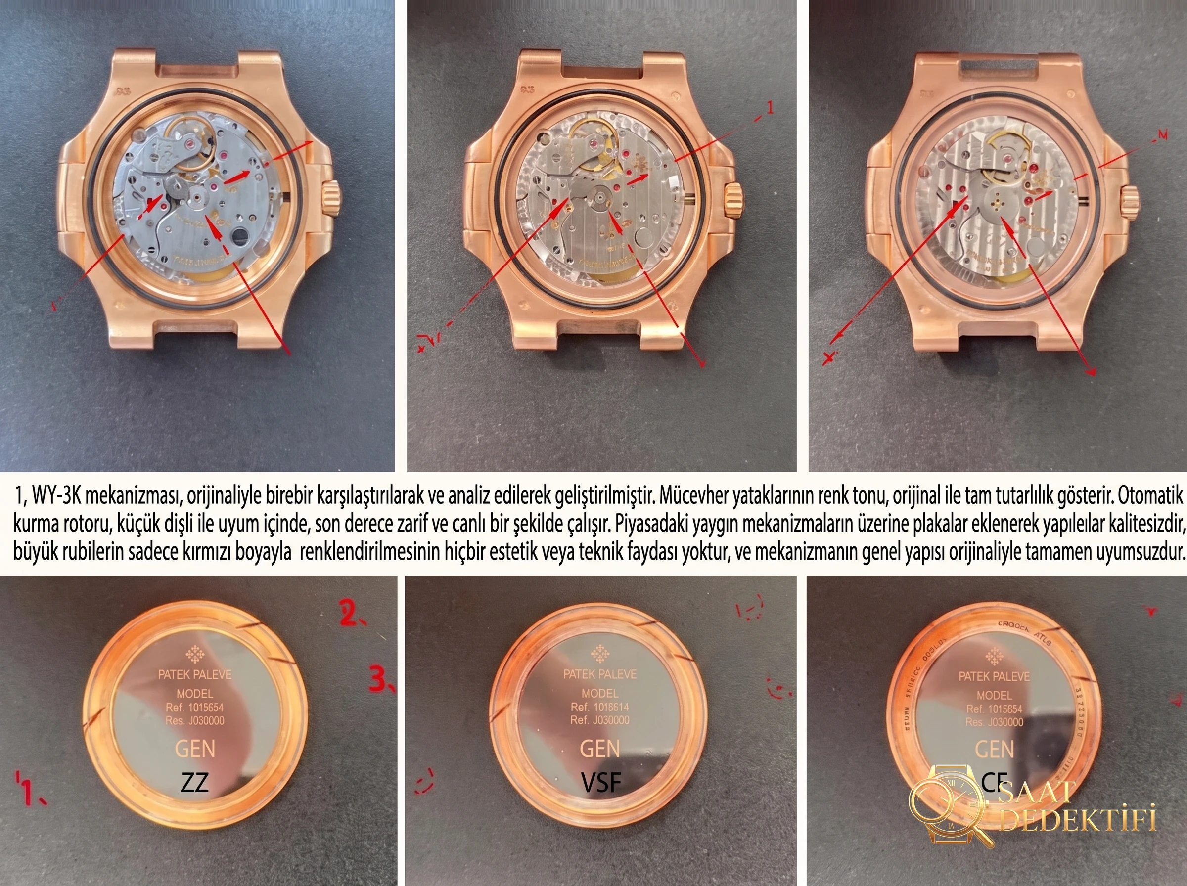 3K Factory Patek Philippe PP spor-zarafet serisi 5711/1A 010 saatin karşılaştırmalı incelemesi - Kadran Detayı ve Bezel İşçiliği
