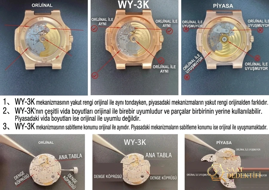 3K Factory Patek Philippe PP spor-zarafet serisi 5711/1A 010 saatin karşılaştırmalı incelemesi - Kasa Profili ve Kurma Kolu İncelemesi