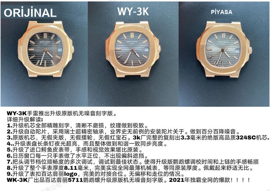 3K Factory Patek Philippe PP spor-zarafet serisi 5711/1A 010 saatin karşılaştırmalı incelemesi — 9. fotoğraf