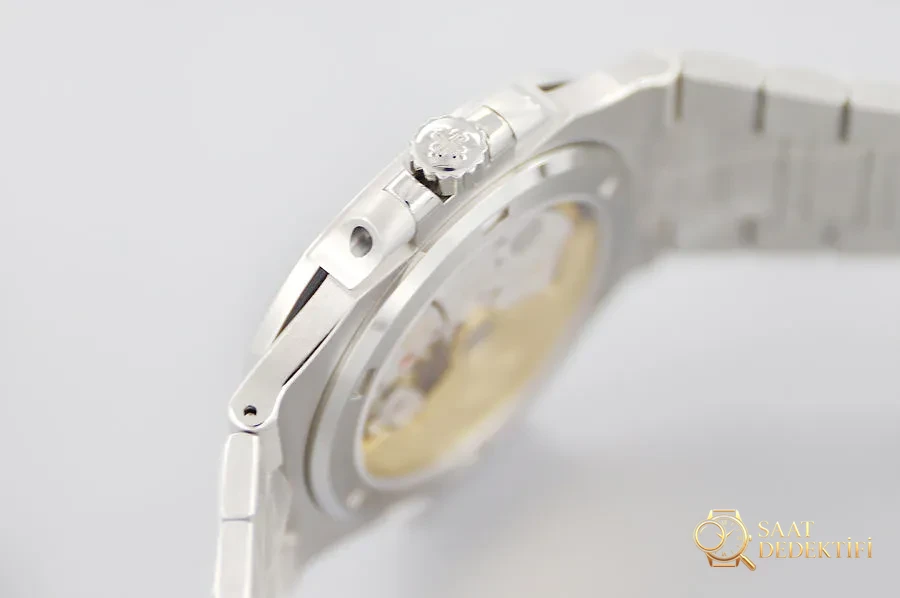 3K Factory Patek Philippe Nautilus Haute Grise 5713G Elmas Taşlı 2021 Model Saat İncelemesi - Kasa Profili ve Kurma Kolu İncelemesi