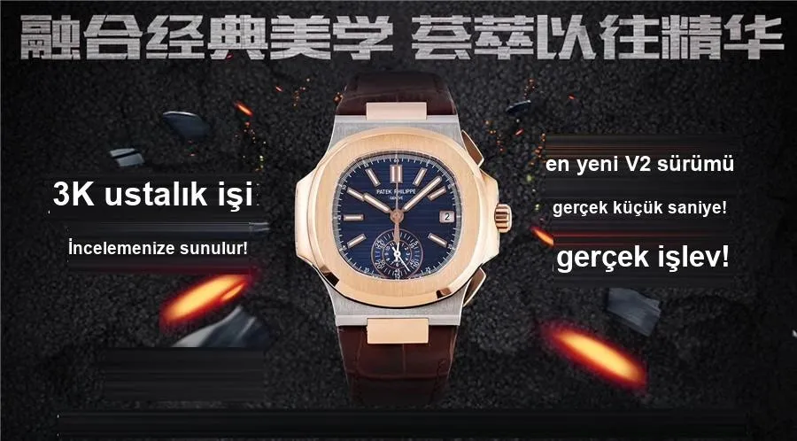3K V2 Nautilus 5980 Kronograf Kol Saati - Bilezik, Toka ve Klips Mekanizması