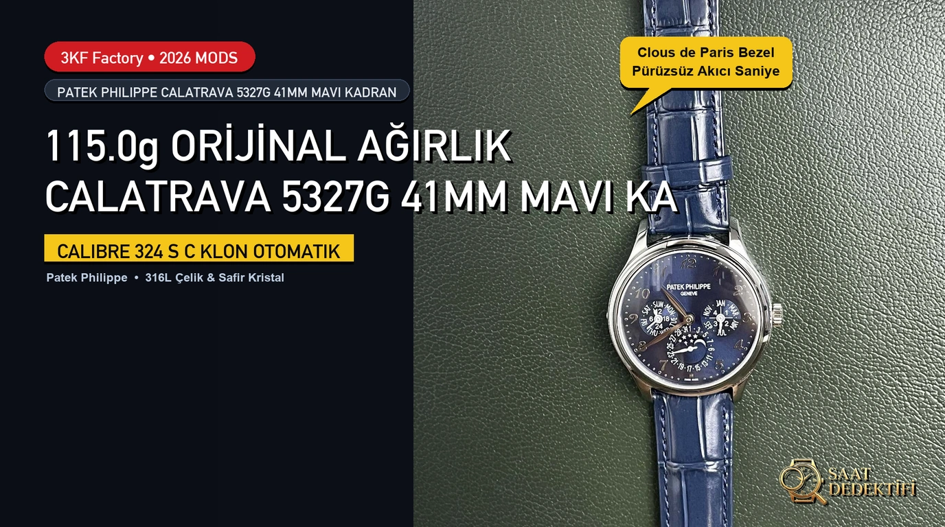 3KF Factory Calatrava 5327G 41mm Mavi Kadran İncelemesi