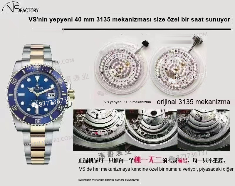 40 mm su hayaleti 3135 mekanizma serisinde VS Factory mı yoksa Clean mi seçilmeli? — 1. fotoğraf