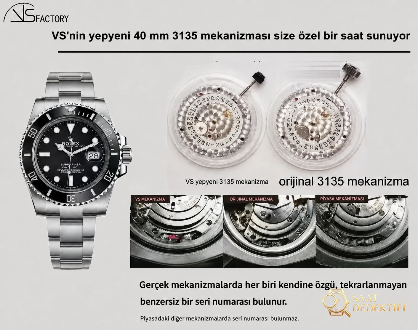 40 mm su hayaleti 3135 mekanizma serisinde VS Factory mı yoksa Clean mi seçilmeli? - Kasa Profili ve Kurma Kolu İncelemesi