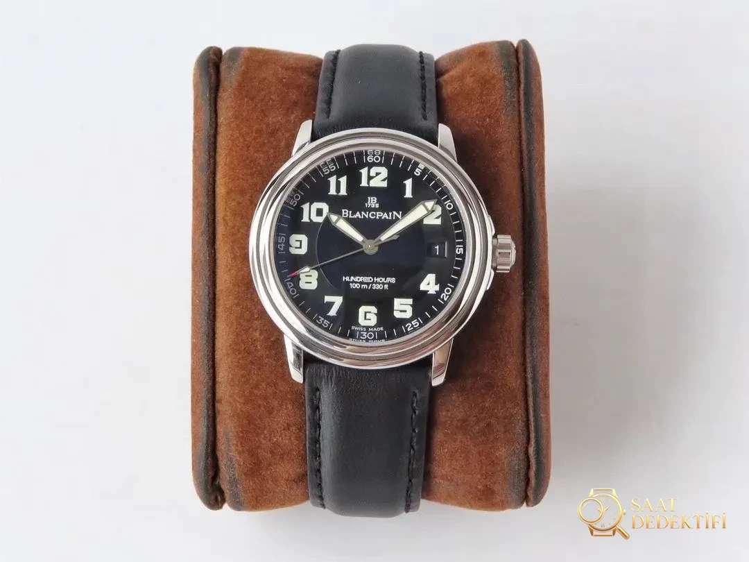 AC Factory Blancpain Léman 2100 Serisi Siyah Deri - Kadran Detayı ve Bezel İşçiliği