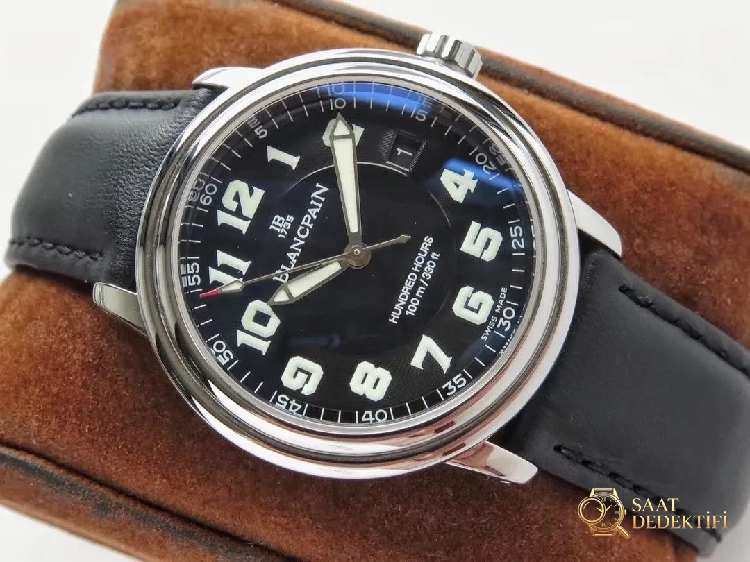 AC Factory Blancpain Léman 2100 Serisi Siyah Deri - Bilezik, Toka ve Klips Mekanizması
