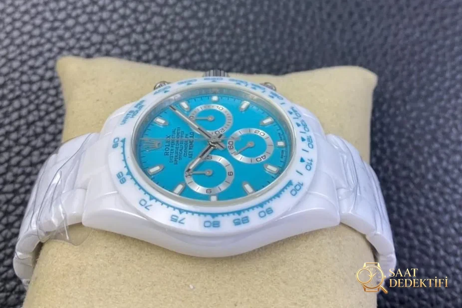 AET modifiye Rolex N Factory 4130 Daytona Abu Dhabi mavi-beyaz seramiğin işçiliği nasıl? - Makro Kadran ve İndeks İşçiliği