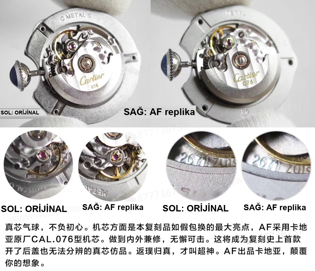 AF Factory Cartier Ballon Bleu 076 mekanizması ile Japon mekanizması nasıl ayırt edilir? — 2. fotoğraf