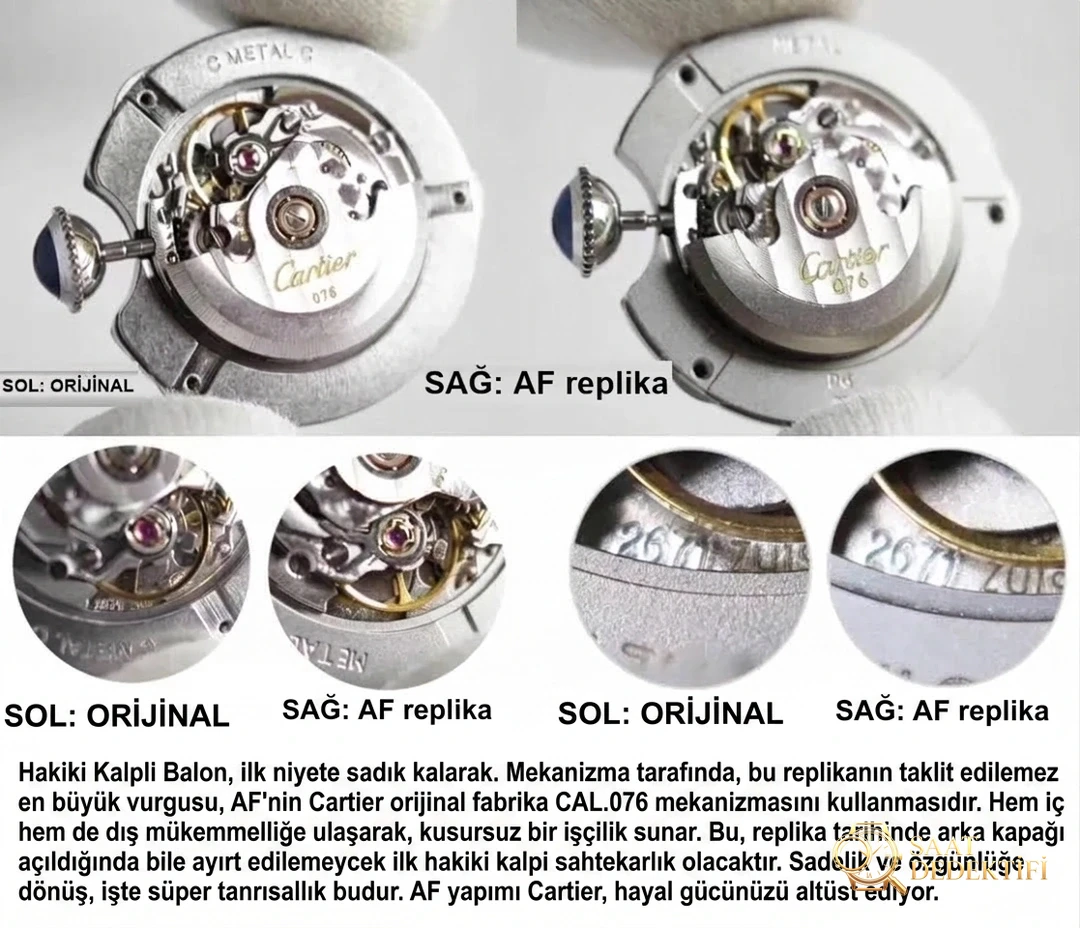 AF Factory Cartier Ballon Bleu 076 mekanizması ile Japon mekanizması nasıl ayırt edilir? - Kadran Detayı ve Bezel İşçiliği