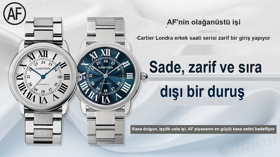 AF Factory Cartier London RONDE erkek 42 mm serisi, beyaz kadran çelik bilezik — 1. fotoğraf