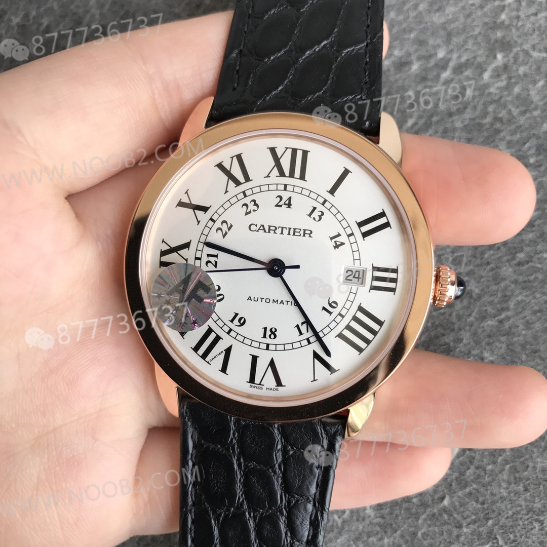 AF Factory Cartier London Ronde Erkek 42 mm Serisi Roz Altın Kasa Siyah Timsah Derisi — 2. fotoğraf