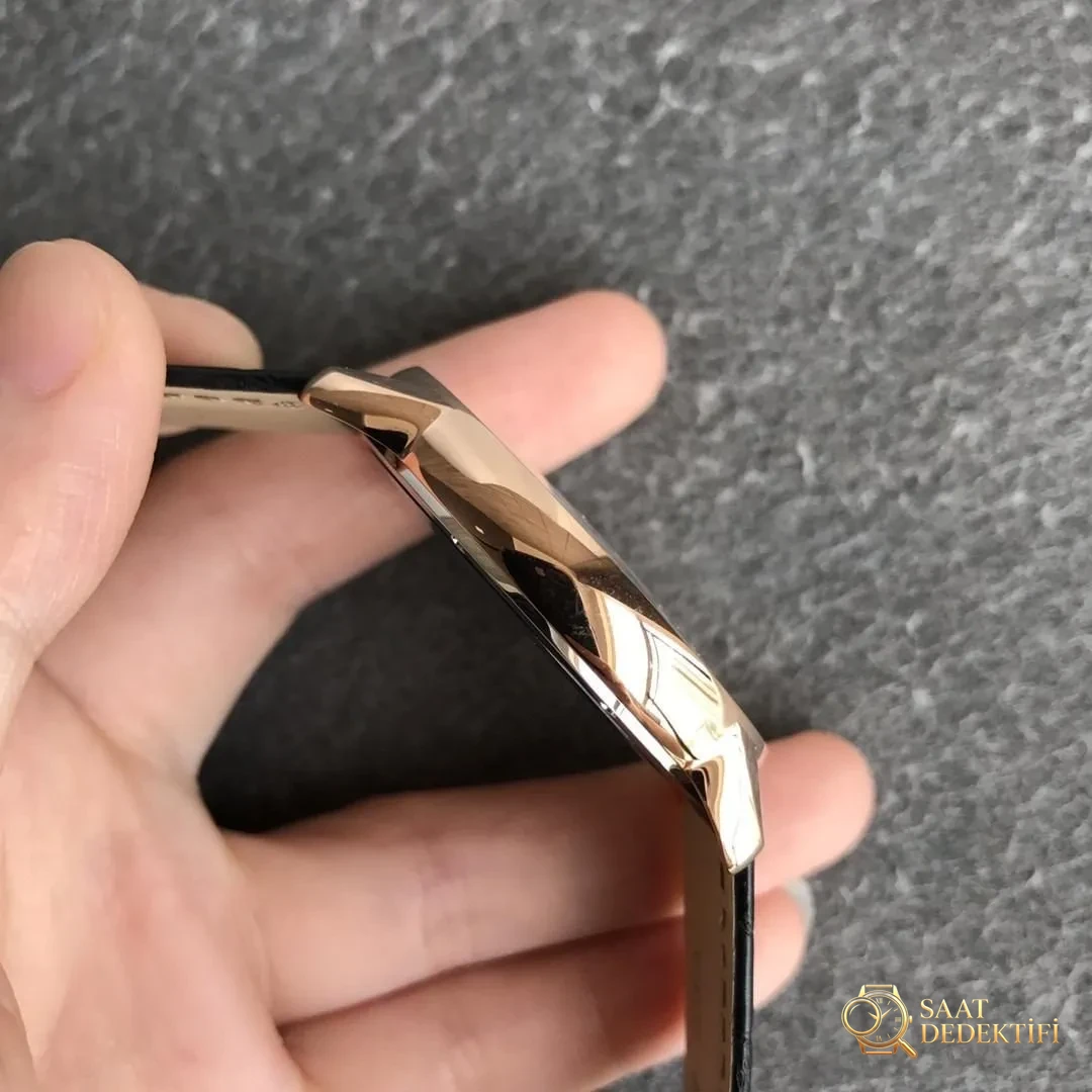 AF Factory Cartier London Ronde Erkek 42 mm Serisi Roz Altın Kasa Siyah Timsah Derisi - Makro Kadran ve İndeks İşçiliği