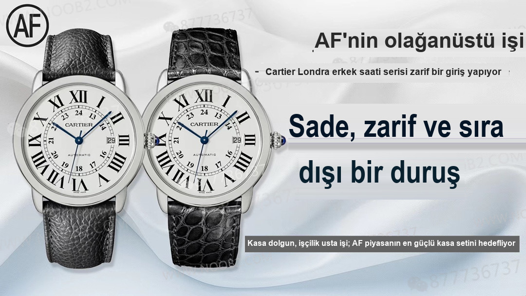 AF Factory Cartier Londra RONDE erkek 42 mm serisi timsah derisi — 1. fotoğraf