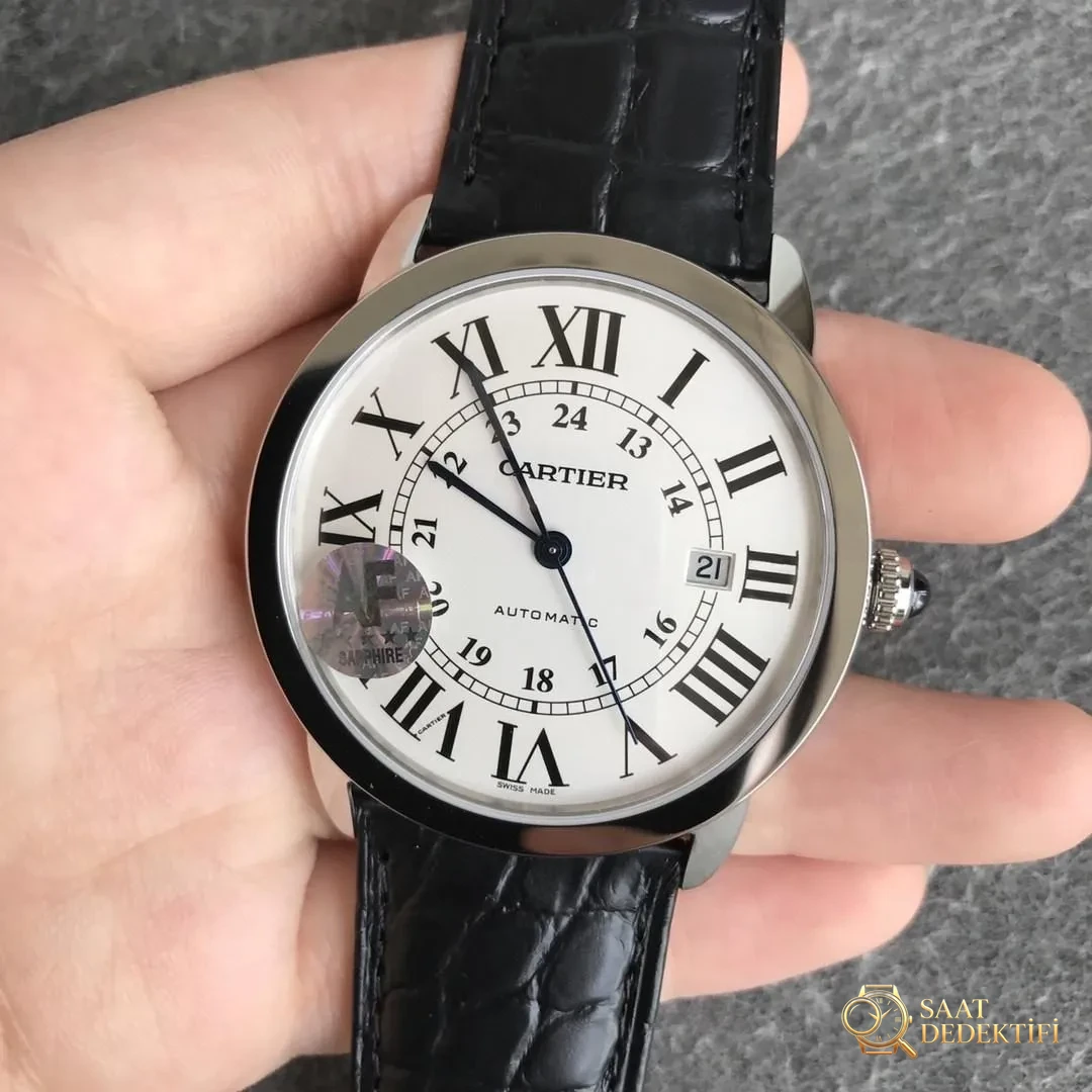 AF Factory Cartier Londra RONDE erkek 42 mm serisi timsah derisi - Kadran Detayı ve Bezel İşçiliği