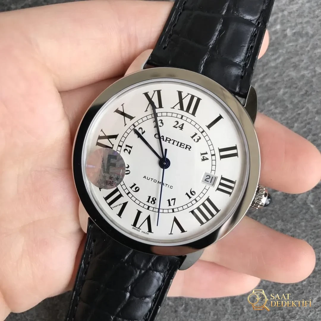 AF Factory Cartier Londra RONDE erkek 42 mm serisi timsah derisi - Kasa Profili ve Kurma Kolu İncelemesi