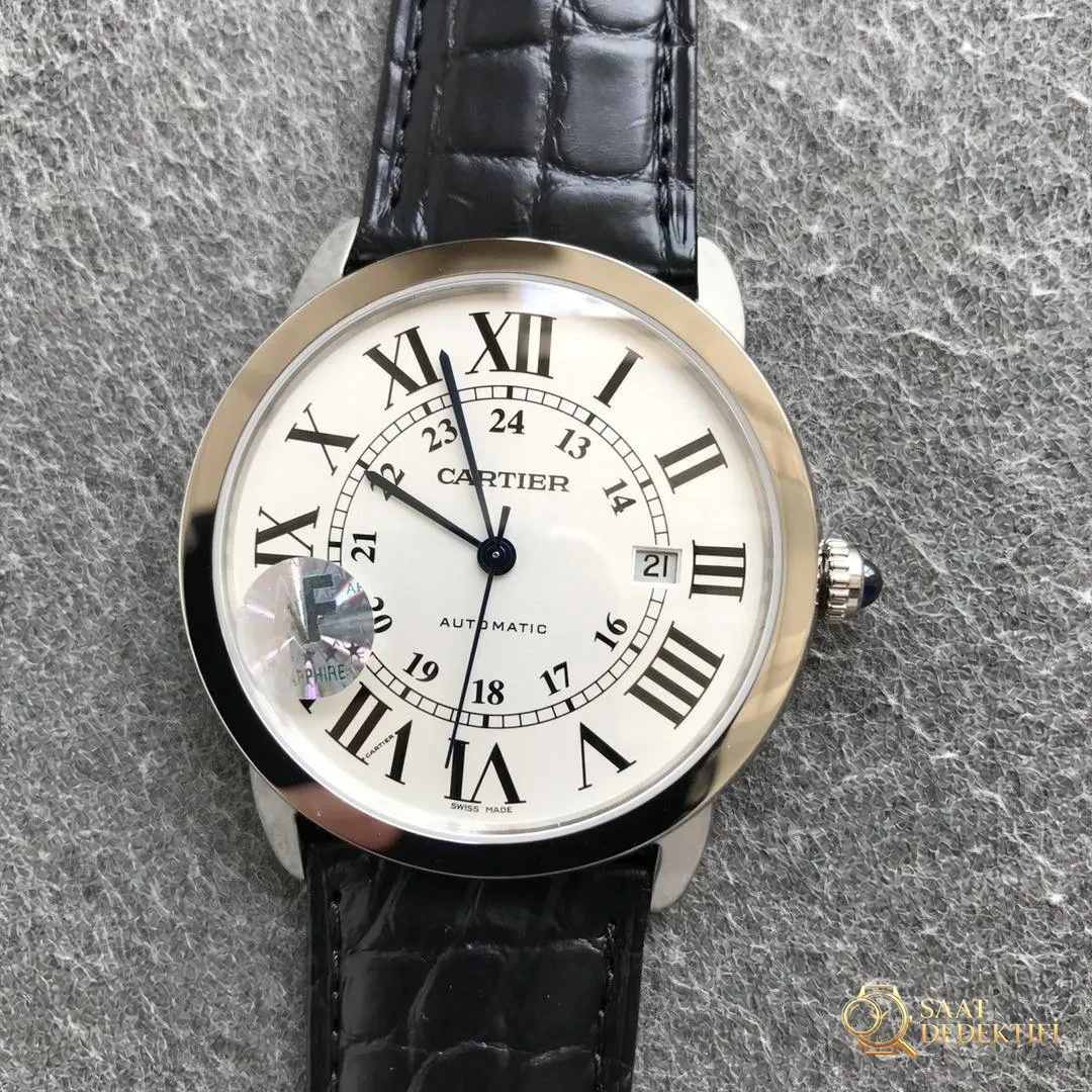 AF Factory Cartier Londra RONDE erkek 42 mm serisi timsah derisi - Klips Kilidi ve Lazer Damgalar