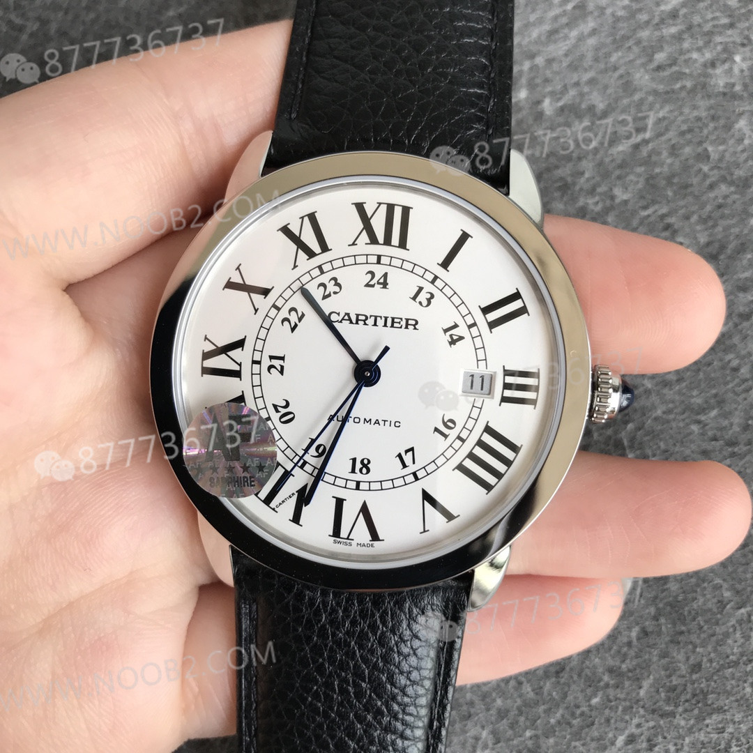 AF Factory Cartier Londra RONDE erkek 42 mm serisi, TOGO deri çabuk sökülen kayışlı — 2. fotoğraf