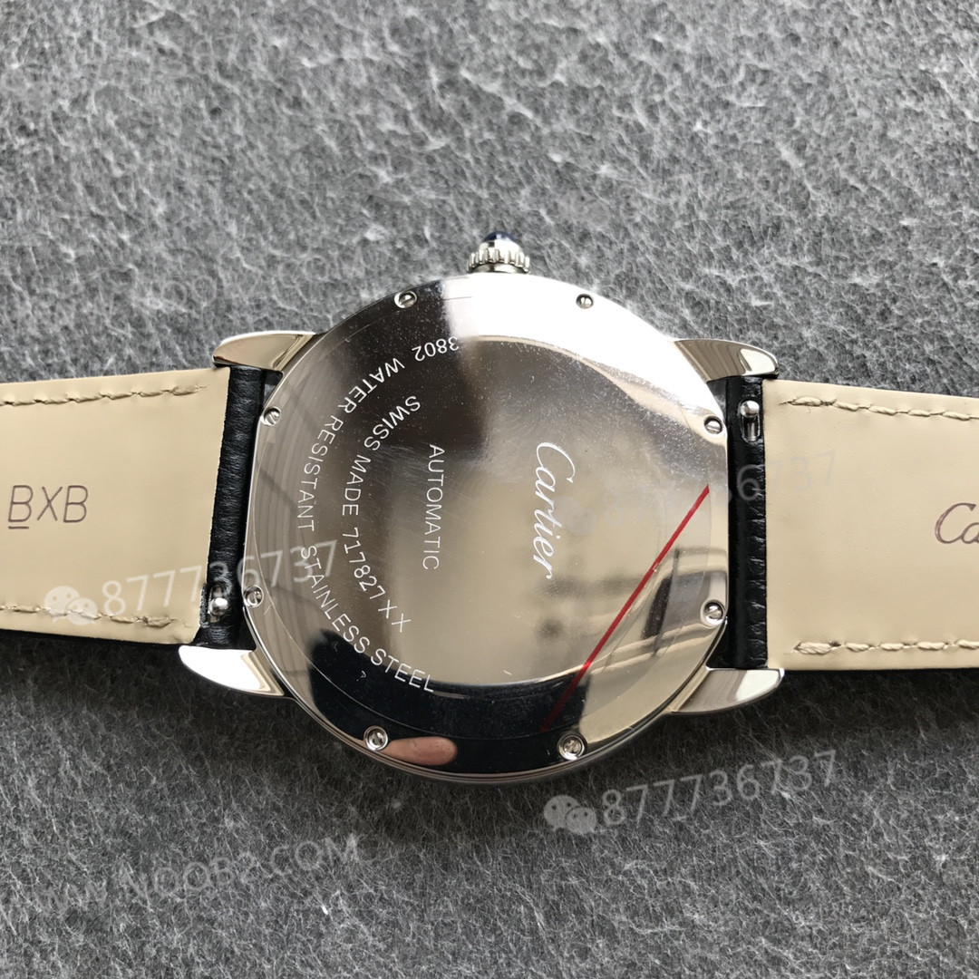 AF Factory Cartier Londra RONDE erkek 42 mm serisi, TOGO deri çabuk sökülen kayışlı — 8. fotoğraf