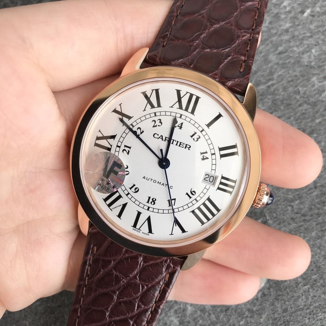 AF Factory Cartier Ronde de Cartier London Erkek 42 mm Serisi Rose Altın Kasa Kahverengi Timsah Derisi — 3. fotoğraf