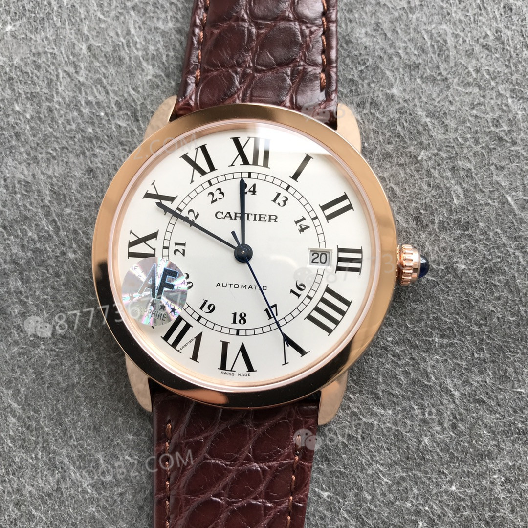 AF Factory Cartier Ronde de Cartier London Erkek 42 mm Serisi Rose Altın Kasa Kahverengi Timsah Derisi — 7. fotoğraf