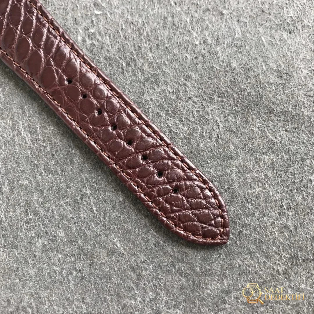 AF Factory Cartier Ronde de Cartier London Erkek 42 mm Serisi Rose Altın Kasa Kahverengi Timsah Derisi - Mekanizma Zemberek ve Balans Detayı