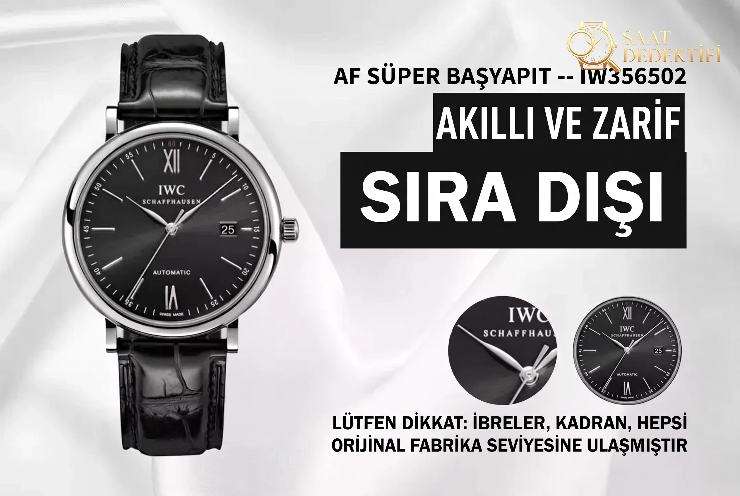 AF Factory IWC Portofino üç akrepli red 60, MKS modelinden nerede daha pahalı? Hangi replika saat daha iyi? Gerçek-replika karşılaştırmalı orijinal incelemeyle bakalım - Kadran Detayı ve Bezel İşçiliği
