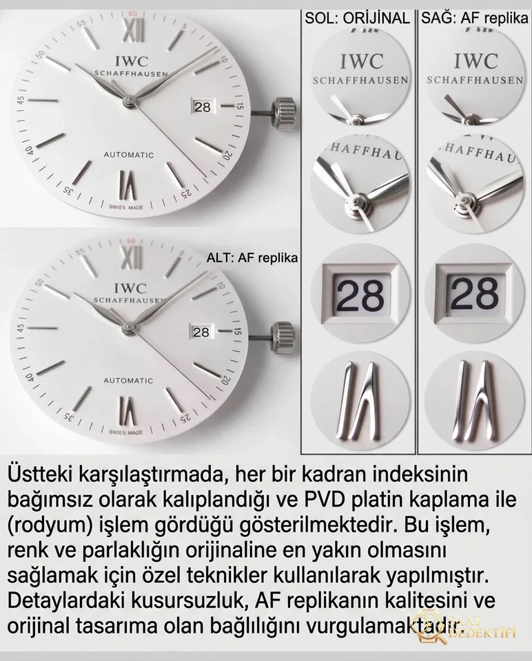 AF Factory IWC Portofino üç akrepli red 60, MKS modelinden nerede daha pahalı? Hangi replika saat daha iyi? Gerçek-replika karşılaştırmalı orijinal incelemeyle bakalım - Cam Yansıma Önleyici (AR) Kaplama