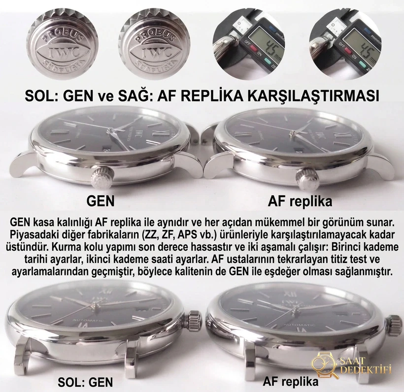 AF Factory IWC Portofino üç akrepli red 60, MKS modelinden nerede daha pahalı? Hangi replika saat daha iyi? Gerçek-replika karşılaştırmalı orijinal incelemeyle bakalım - Makro Mekanizma Köprüleri ve Cenevre Çizgileri