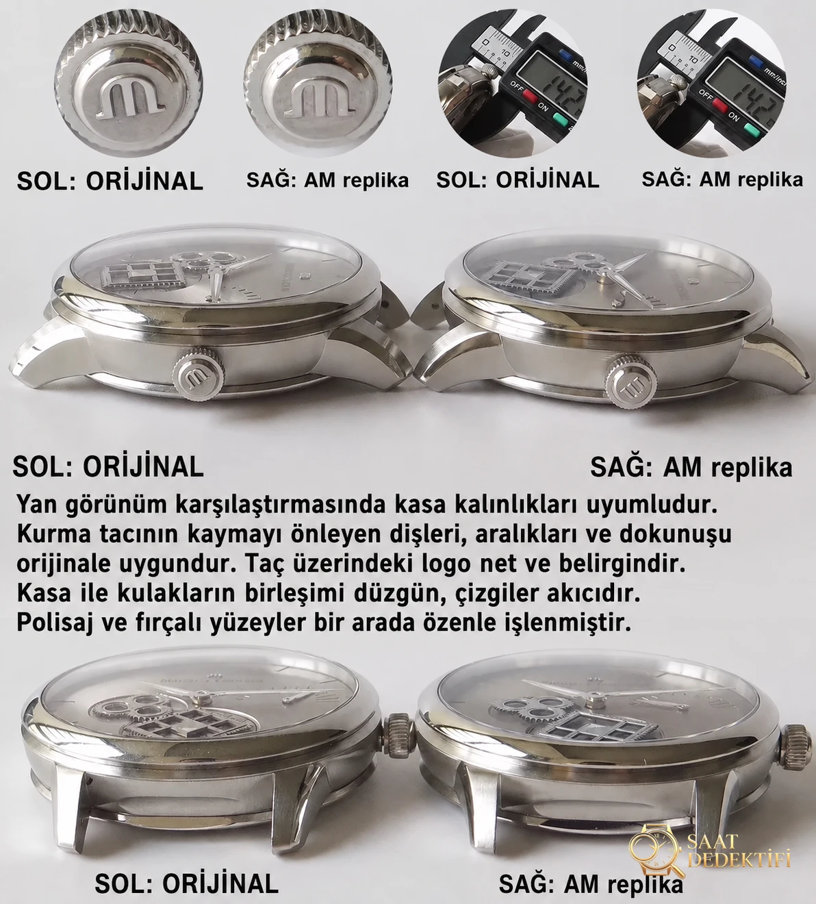 AM Factory Maurice Lacroix Masterpiece kare dişli serisi MP7158 gizemli saniye ibresi V2 sürümü replika ile orijinal karşılaştırması nasıl? - Arka Kapak ve Mekanizma Detayı