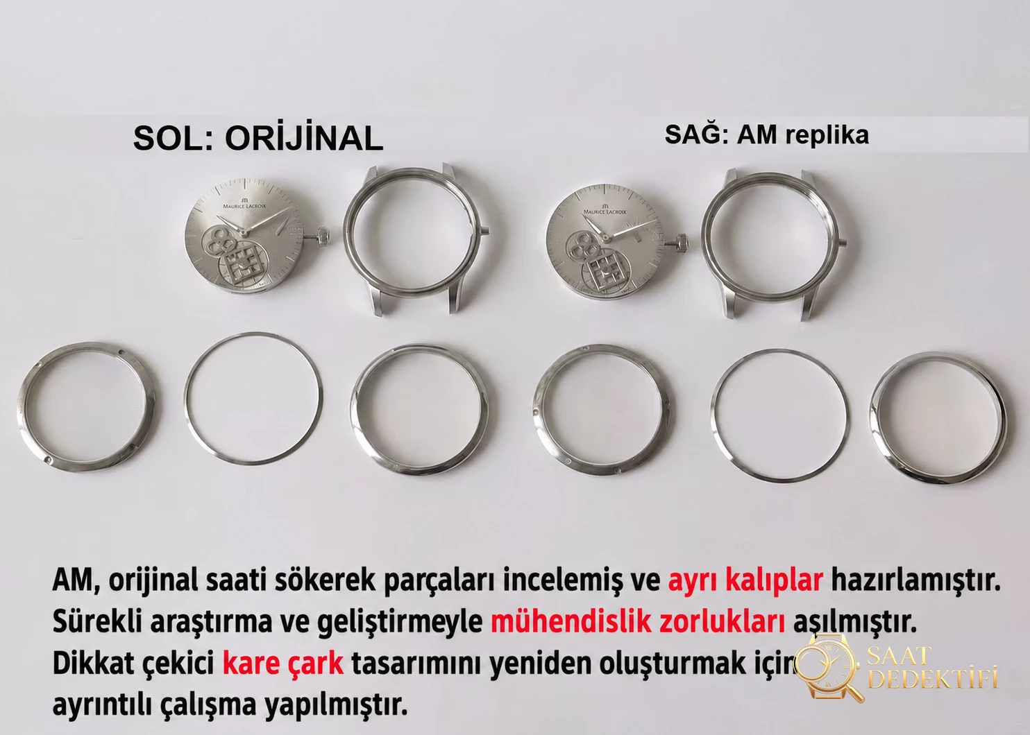 AM Factory Maurice Lacroix Masterpiece kare dişli serisi MP7158 gizemli saniye ibresi V2 sürümü replika ile orijinal karşılaştırması nasıl? - Klips Kilidi ve Lazer Damgalar
