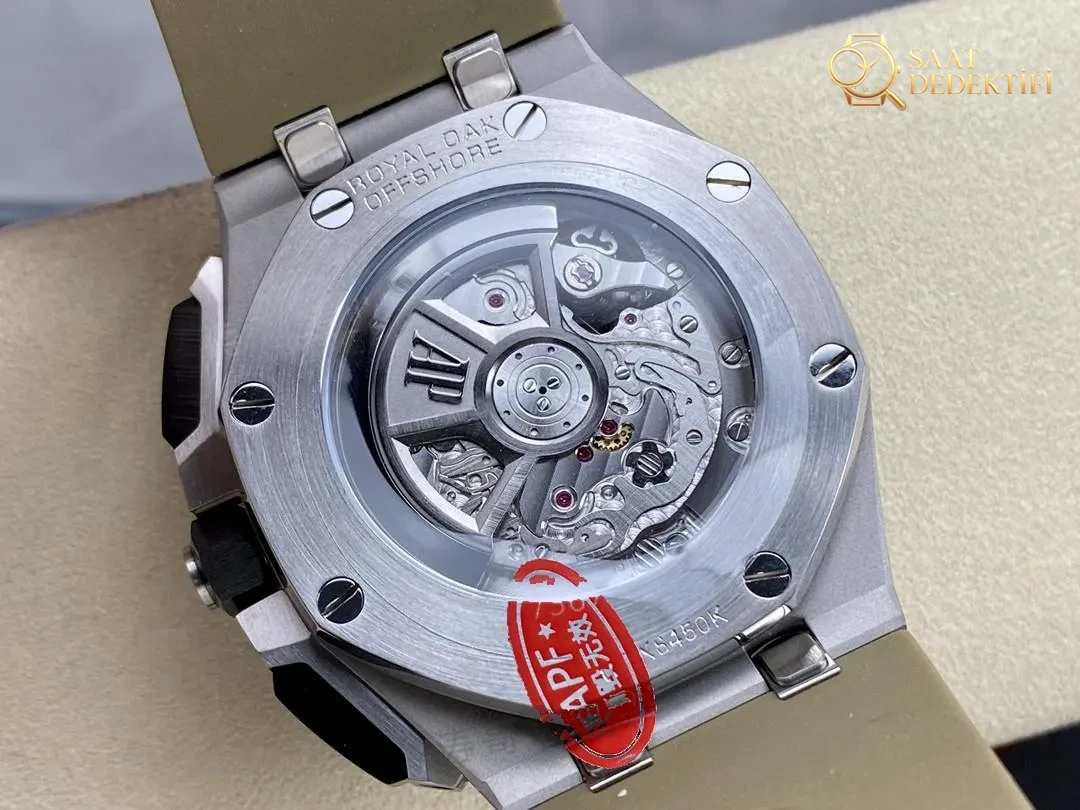 APF Factory Audemars Piguet 26420 ve 4401 kronograf mekanizması — işçilik nasıl? Hareketli baklalar? Gerçek fonksiyonlar? - Arka Kapak Gravür ve Seri Numarası
