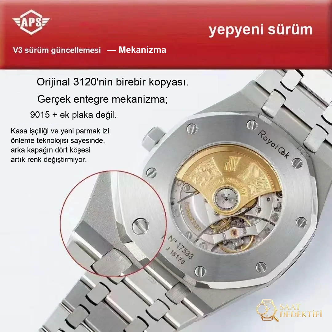 APS Audemars Piguet 15400 V3 versiyonunda tek parça 3120 mekanizması şu noktalarda yükseltildi - Kasa Profili ve Kurma Kolu İncelemesi