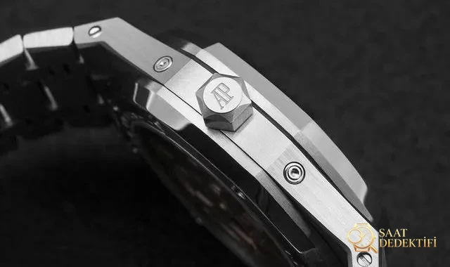 APS Audemars Piguet Royal Oak serisi çok fonksiyonlu AP26574 kol saati incelemesi - Kasa Profili ve Kurma Kolu İncelemesi