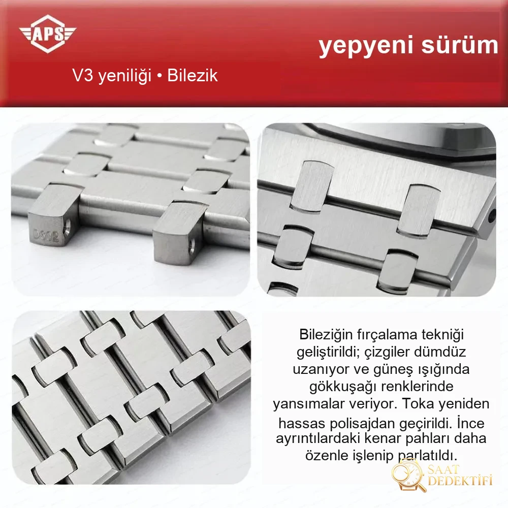 APS Factory Audemars Piguet 15400 tek parça 3120 mekanizmalı v3 versiyonu en güçlü haliyle geliyor - Bilezik, Toka ve Klips Mekanizması