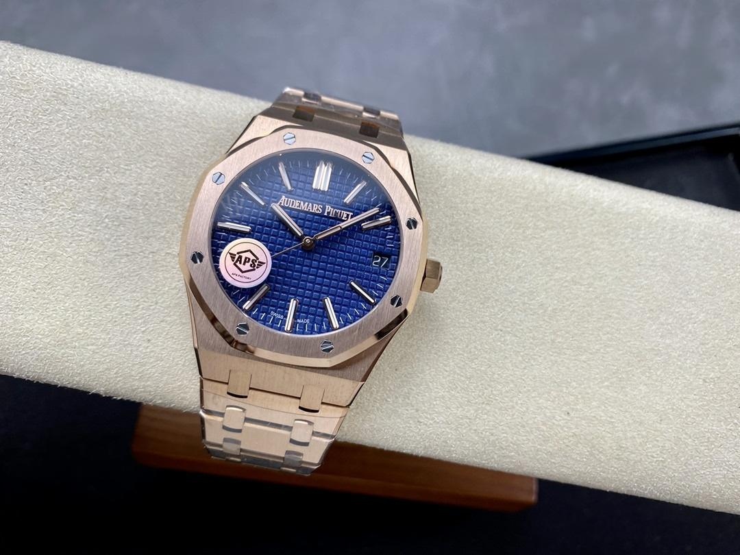 APS Factory Audemars Piguet 15510OR Rose Gold Mavi Kadran Replika Kalitesi Nasıl? — 4. fotoğraf