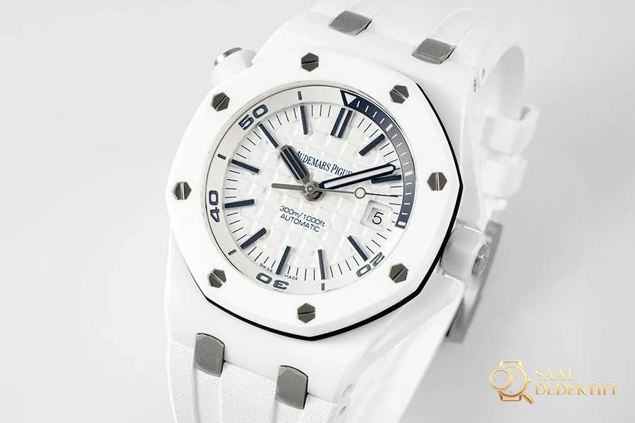 APS Factory Audemars Piguet 15707CB Beyaz Seramik Replika Saat Detaylı İncelemesi - APS Saat - Kadran Detayı ve Bezel İşçiliği