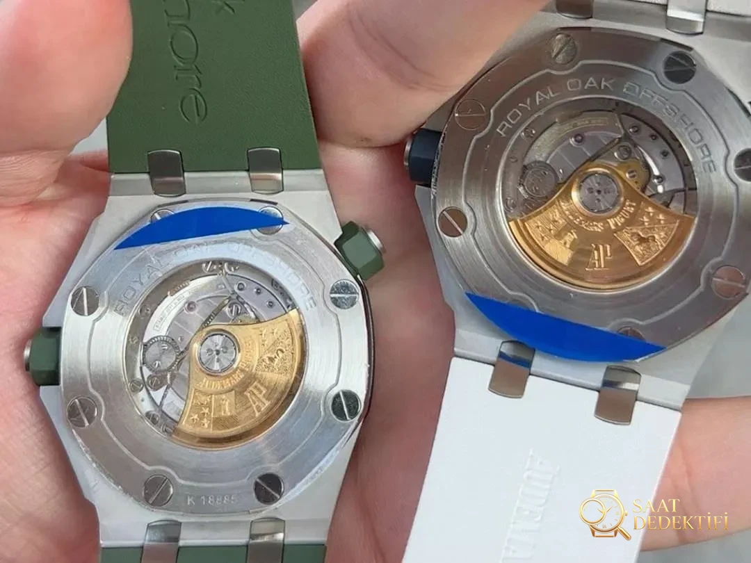APS Factory Audemars Piguet 15710 yeşil ve beyaz kadranlı 3120 entegre mekanizmanın işçiliği nasıl? - Kadran Detayı ve Bezel İşçiliği