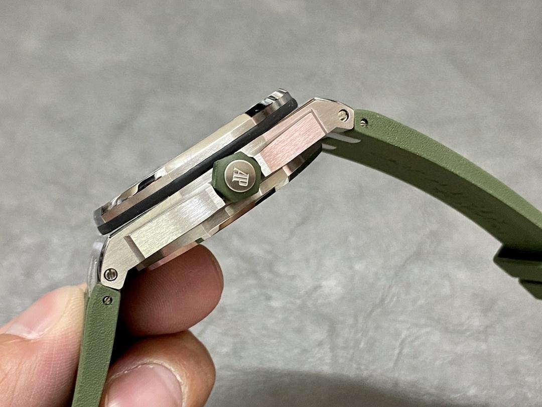 APS Factory Audemars Piguet 15710 yeşil ve beyaz kadranlı 3120 entegre mekanizmanın işçiliği nasıl? — 12. fotoğraf