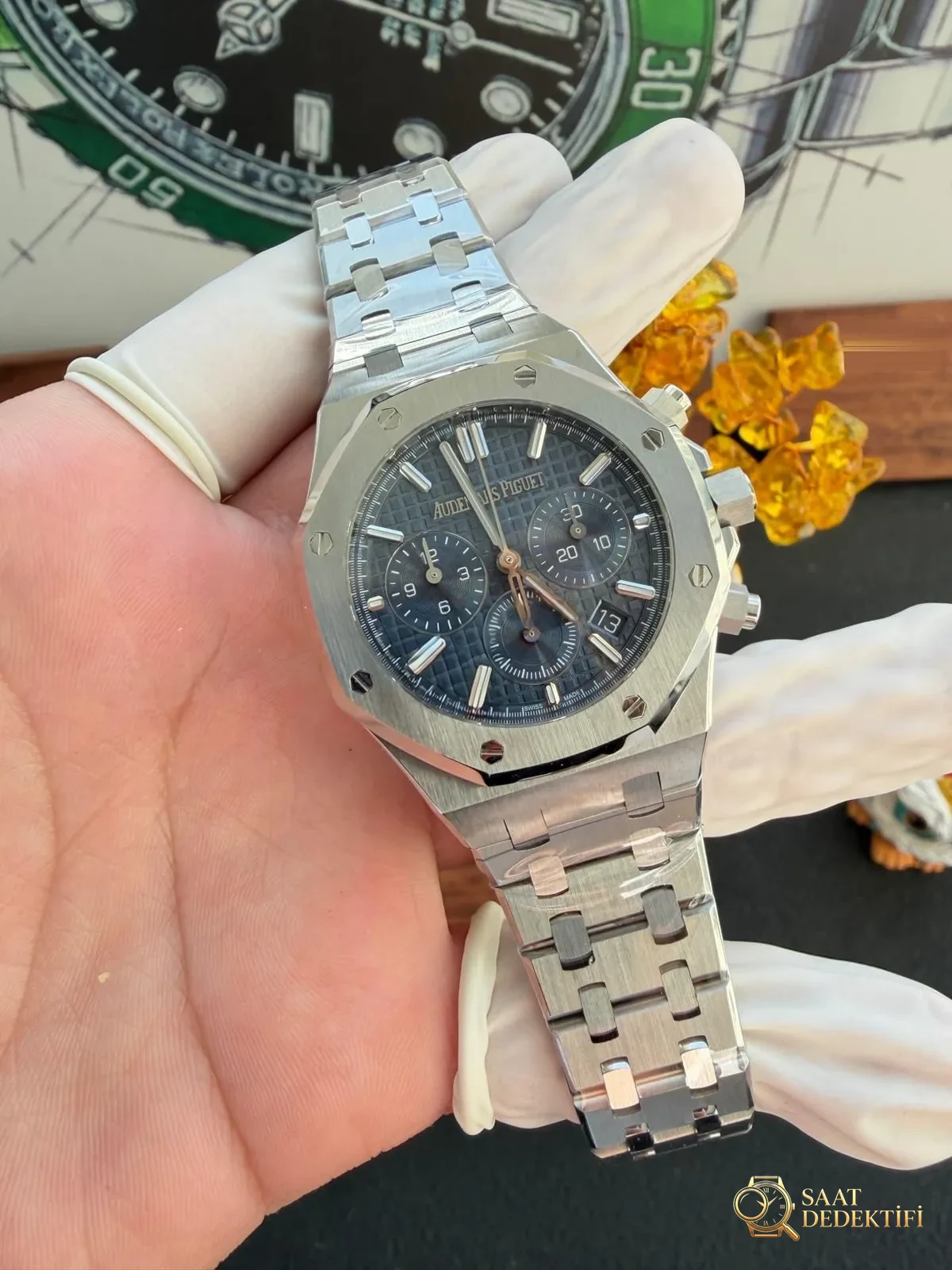 APS Factory Audemars Piguet 26715 küçük çaplı kronograf saat 38 mm — detay işçiliği nasıl? - Makro Kadran ve İndeks İşçiliği