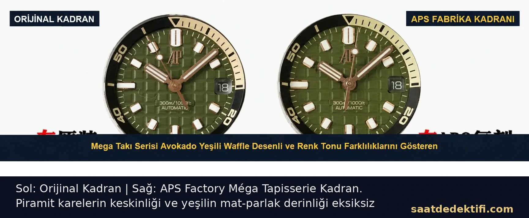 Orijinal ve APS Factory Méga Tapisserie avokado yeşili kadran karşılaştırması