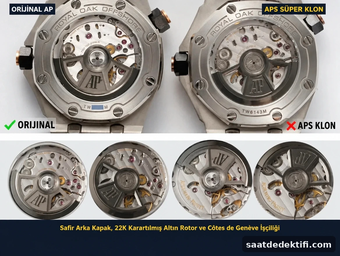 Safir arka kapak ve 22 ayar karartılmış altın rotor karşılaştırması