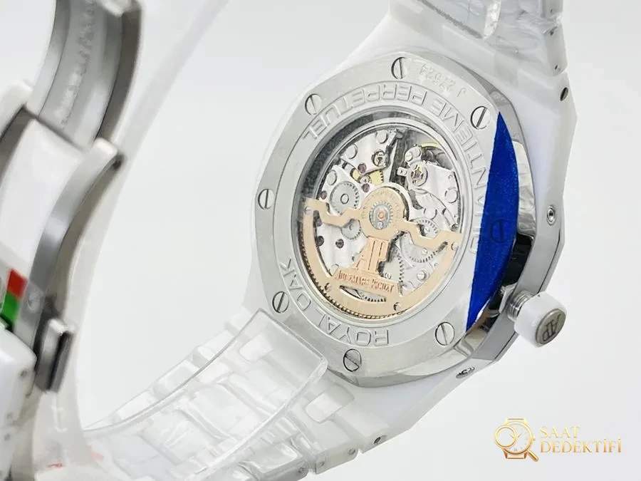 APS Factory Audemars Piguet Royal Oak Perpetual Calendar beyaz seramik saat incelemesi - Kasa Profili ve Kurma Kolu İncelemesi