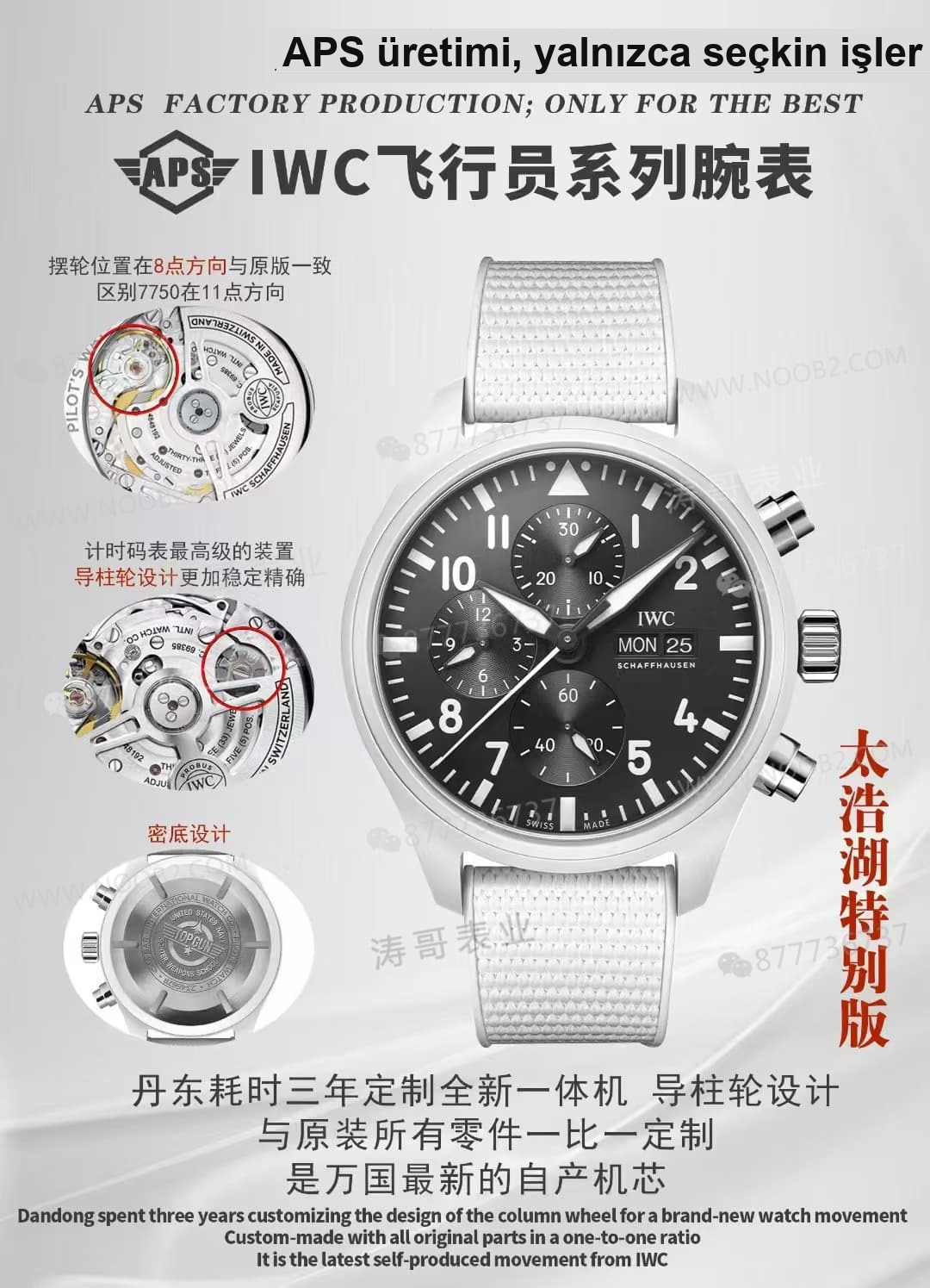 APS Factory IWC Pilot Kronograf Siyah/Beyaz Seramik Lake Tahoe Özel Serisi, Dandong tek parça mekanizmalı — kararlılığı nasıl? — 1. fotoğraf
