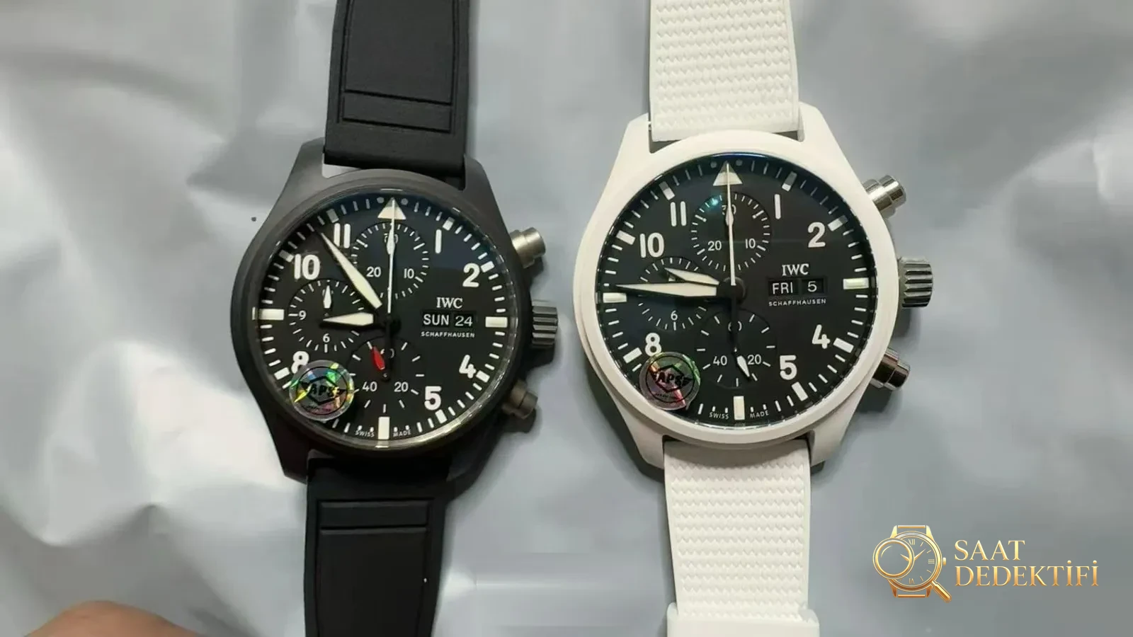 APS Factory IWC Pilot Kronograf Siyah/Beyaz Seramik Lake Tahoe Özel Serisi, Dandong tek parça mekanizmalı — kararlılığı nasıl? - Kasa Profili ve Kurma Kolu İncelemesi