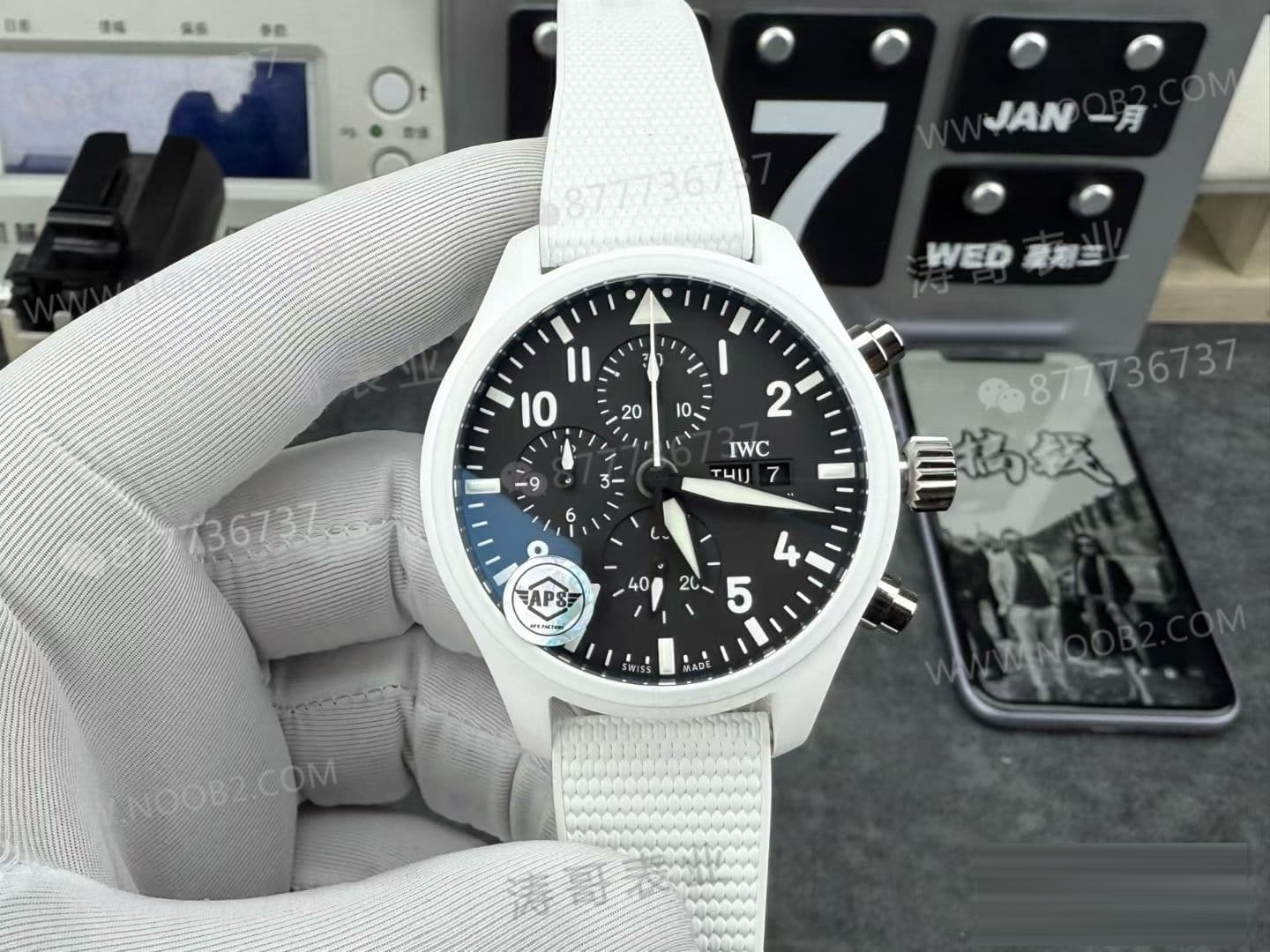 APS Factory IWC Pilot Kronograf Siyah/Beyaz Seramik Lake Tahoe Özel Serisi, Dandong tek parça mekanizmalı — kararlılığı nasıl? — 6. fotoğraf