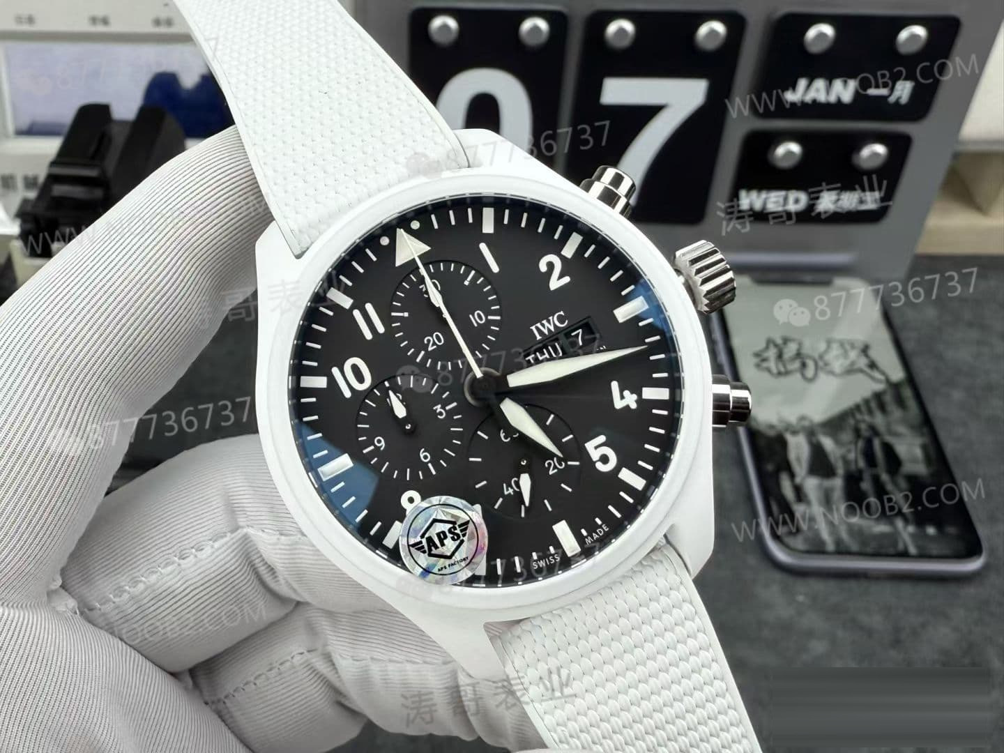 APS Factory IWC Pilot Kronograf Siyah/Beyaz Seramik Lake Tahoe Özel Serisi, Dandong tek parça mekanizmalı — kararlılığı nasıl? — 7. fotoğraf