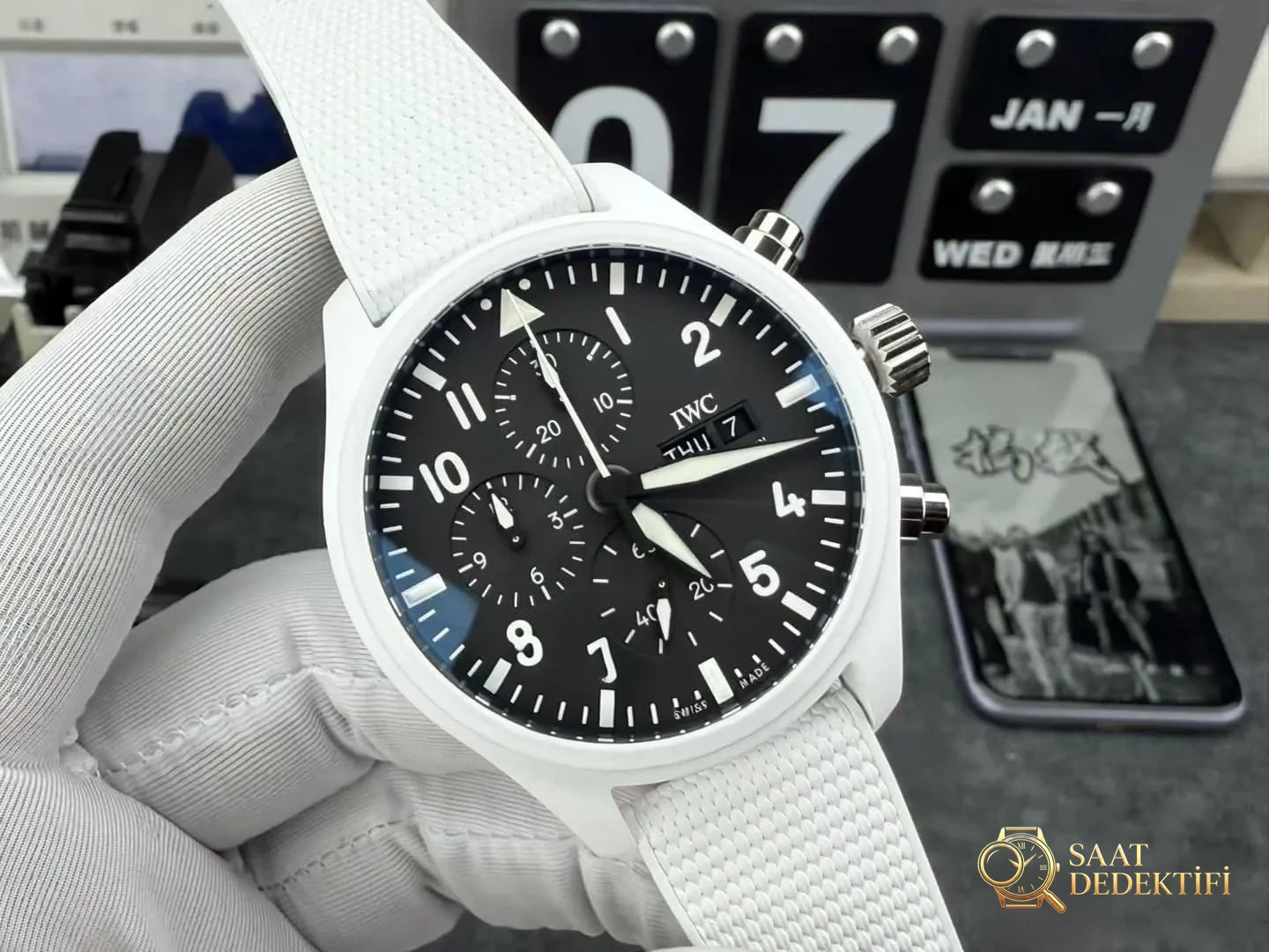 APS Factory IWC Pilot Kronograf Siyah/Beyaz Seramik Lake Tahoe Özel Serisi, Dandong tek parça mekanizmalı — kararlılığı nasıl? - Klips Kilidi ve Lazer Damgalar