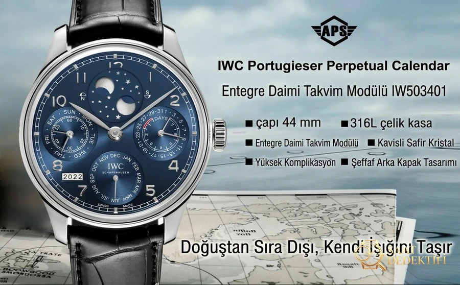 APS Factory IWC Portugieser Serisi Entegre Ebedi Takvim 2023 Yeni Model Saat - Kadran Detayı ve Bezel İşçiliği